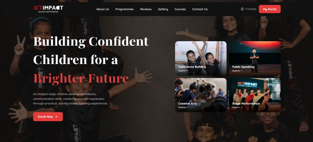 Act Impact – Confidence & Life Skills Programme Website